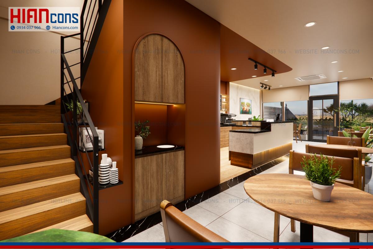 Thiết kế quán cafe khung thép Jutu