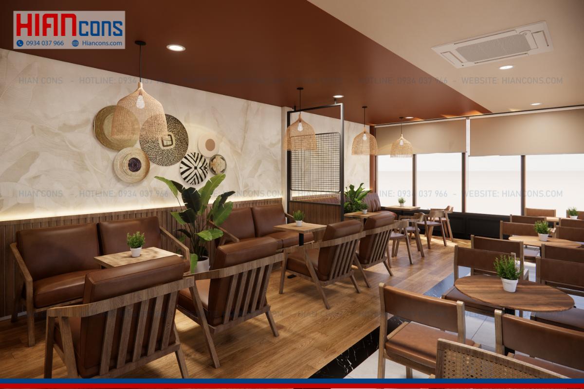 Thiết kế quán cafe khung thép Jutu