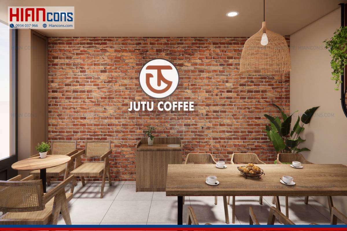 Thiết kế quán cafe khung thép Jutu
