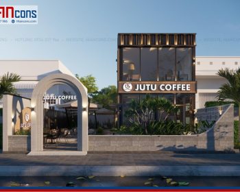 Thiết kế quán cafe khung thép Jutu