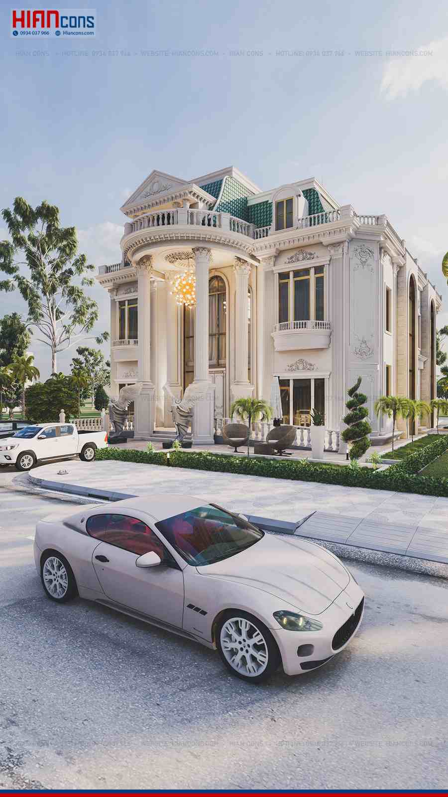 Biệt Thự Cổ Điển Mái Mansard 250m2