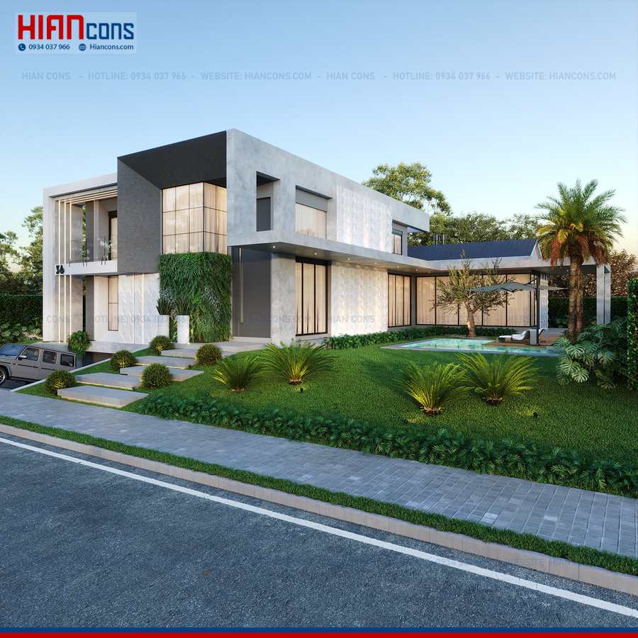 Thiết Kế Biệt Thự Hiện Đại 2 Mặt Tiền