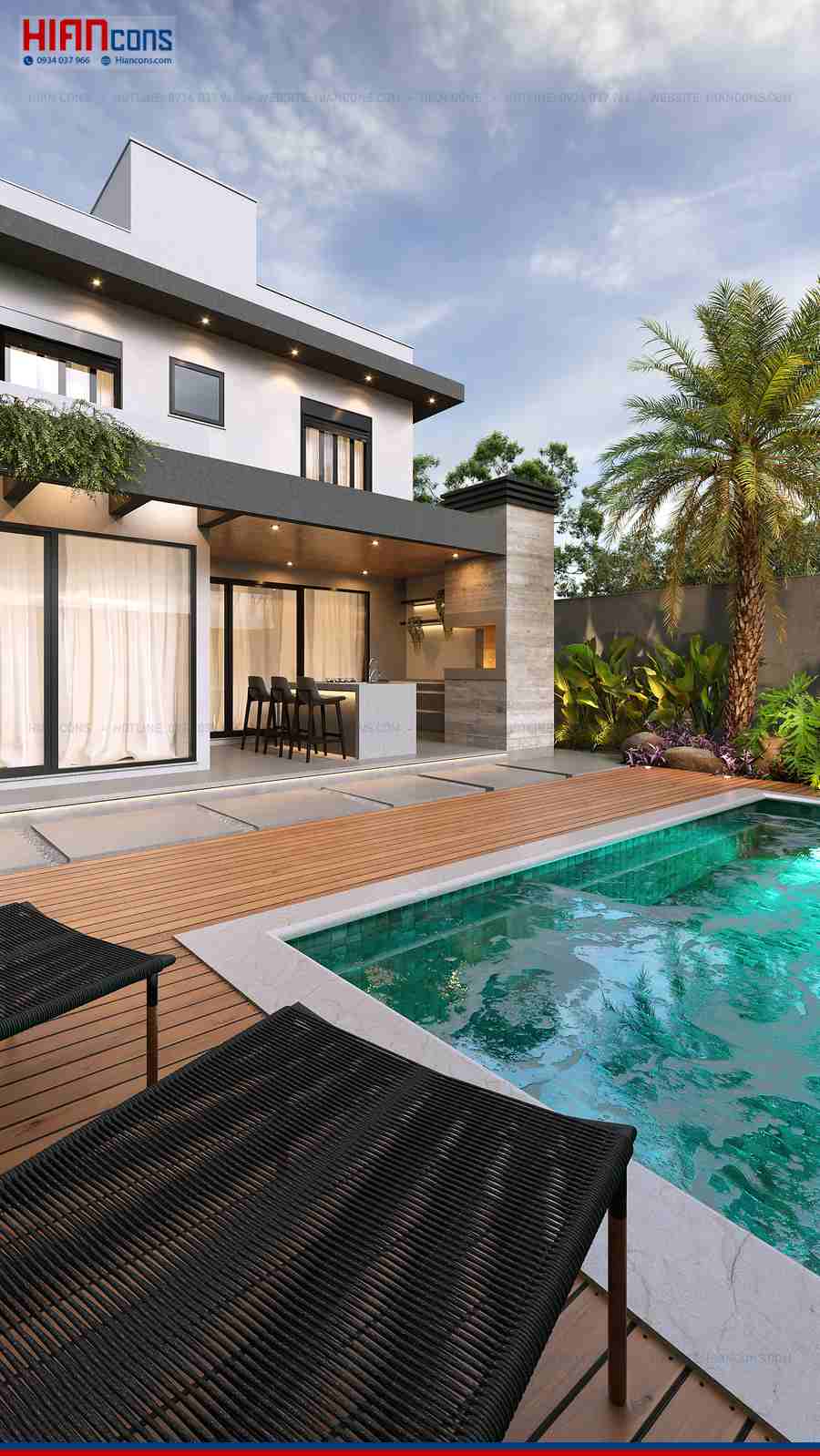 Thi Công Biệt Thự Hiện Đại 3 Phòng Ngủ