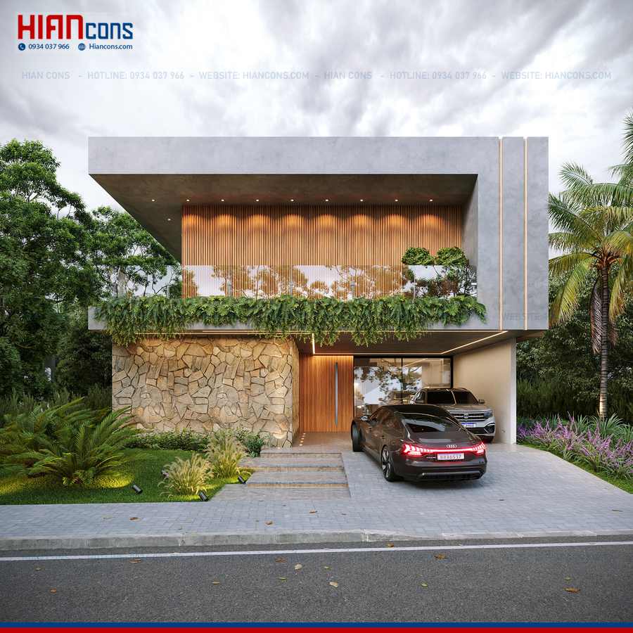 Biệt Thự Hiện Đại Mái Lệch