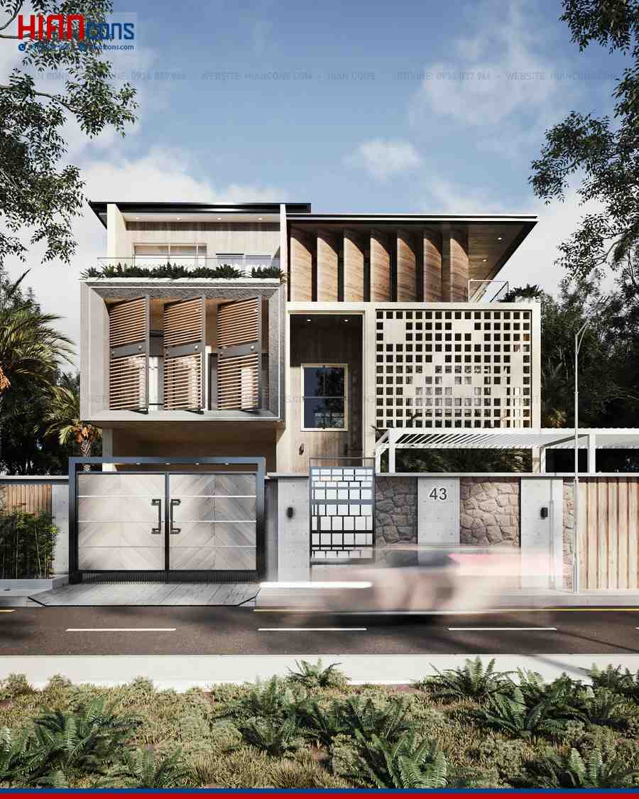 Thiết Kế Biệt Thự Hiện Đại Mái Lệch
