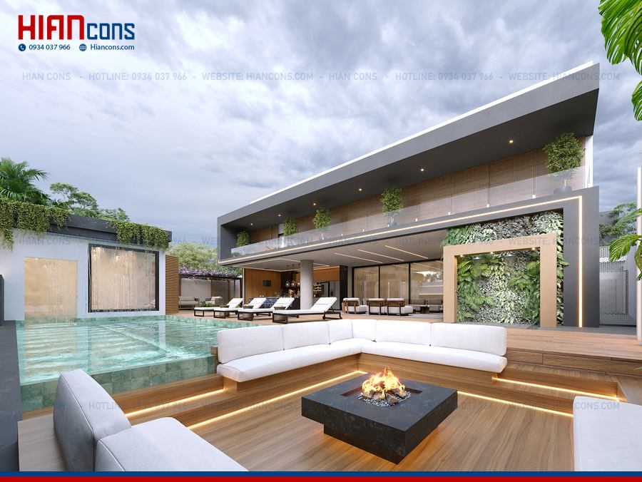 Thi Công Biệt Thự Hiện Đại Mái Lệch