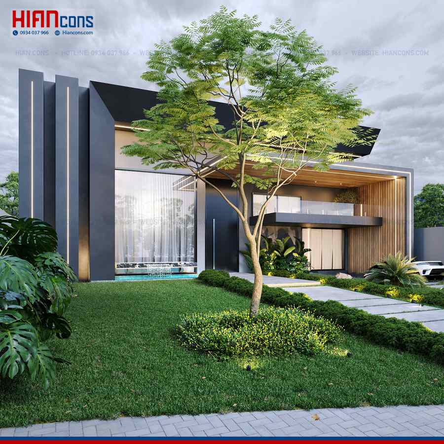 Thi Công Biệt Thự Hiện Đại Mái Lệch