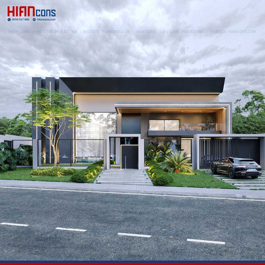 Thi Công Biệt Thự Hiện Đại Mái Lệch