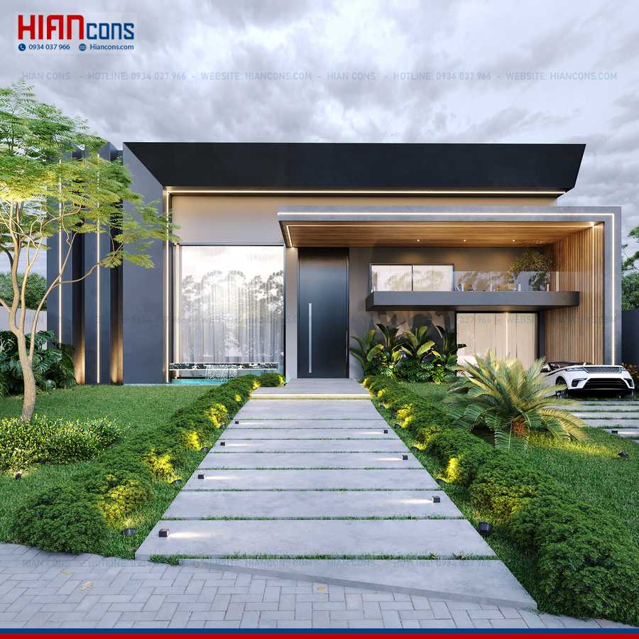 Thi Công Biệt Thự Hiện Đại Mái Lệch