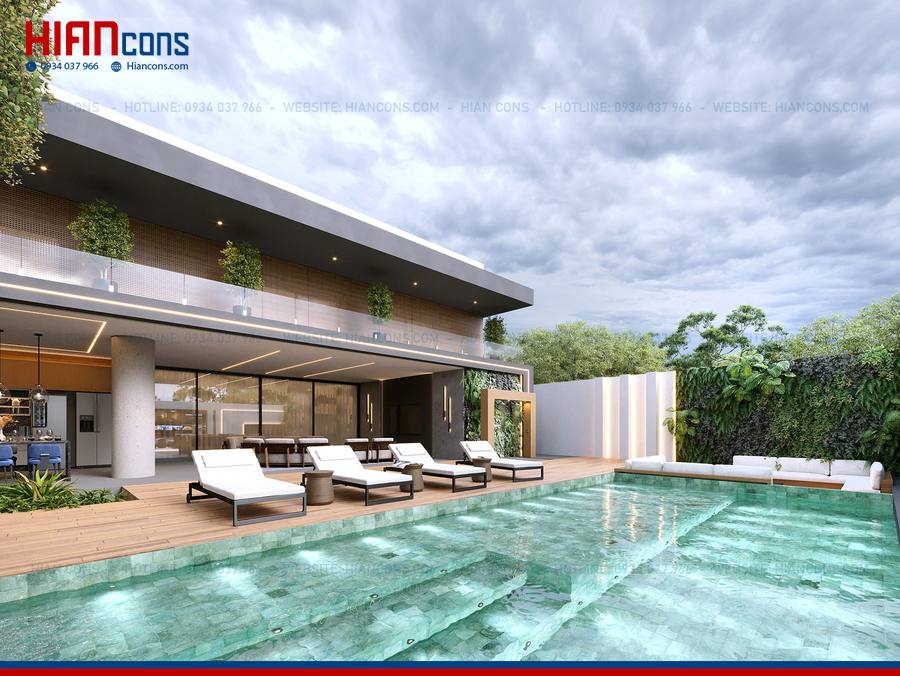 Thi Công Biệt Thự Hiện Đại Mái Lệch