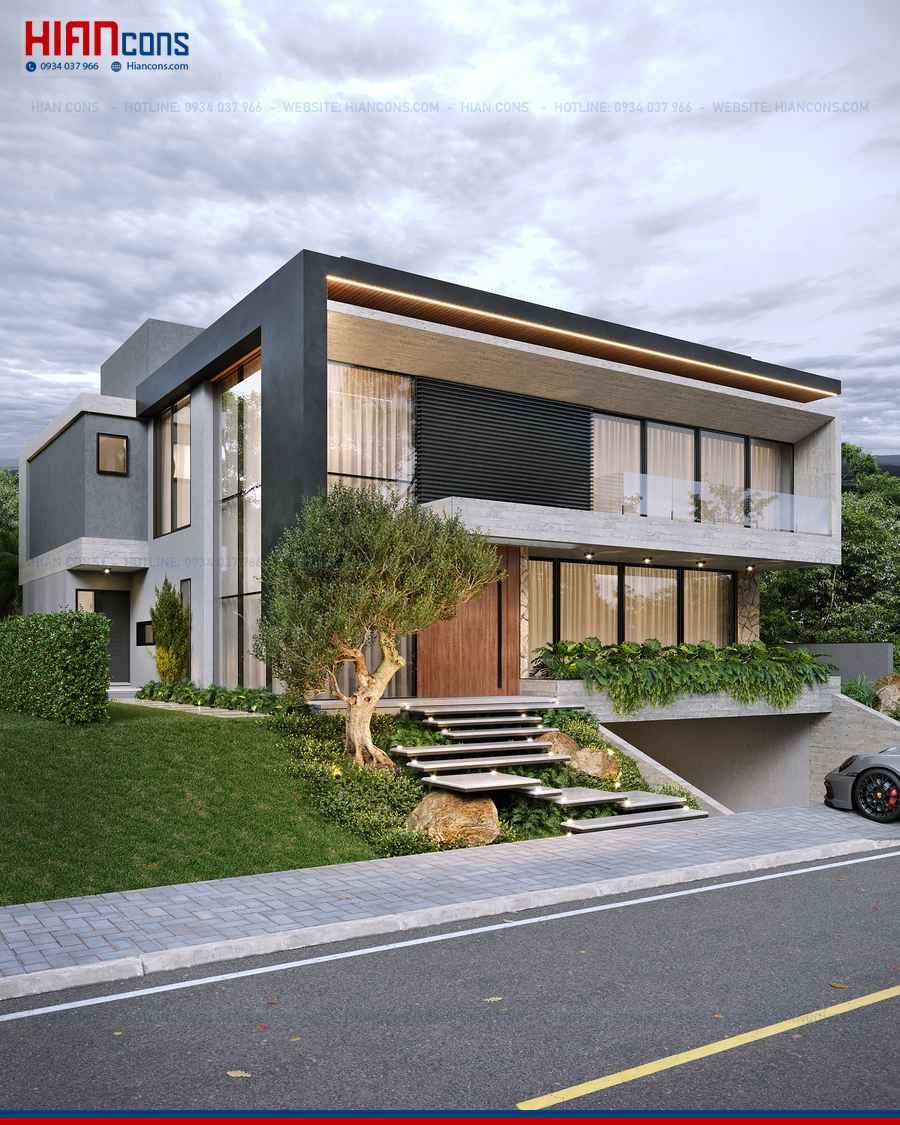 Biệt Thự Hiện Đại Mái Dốc