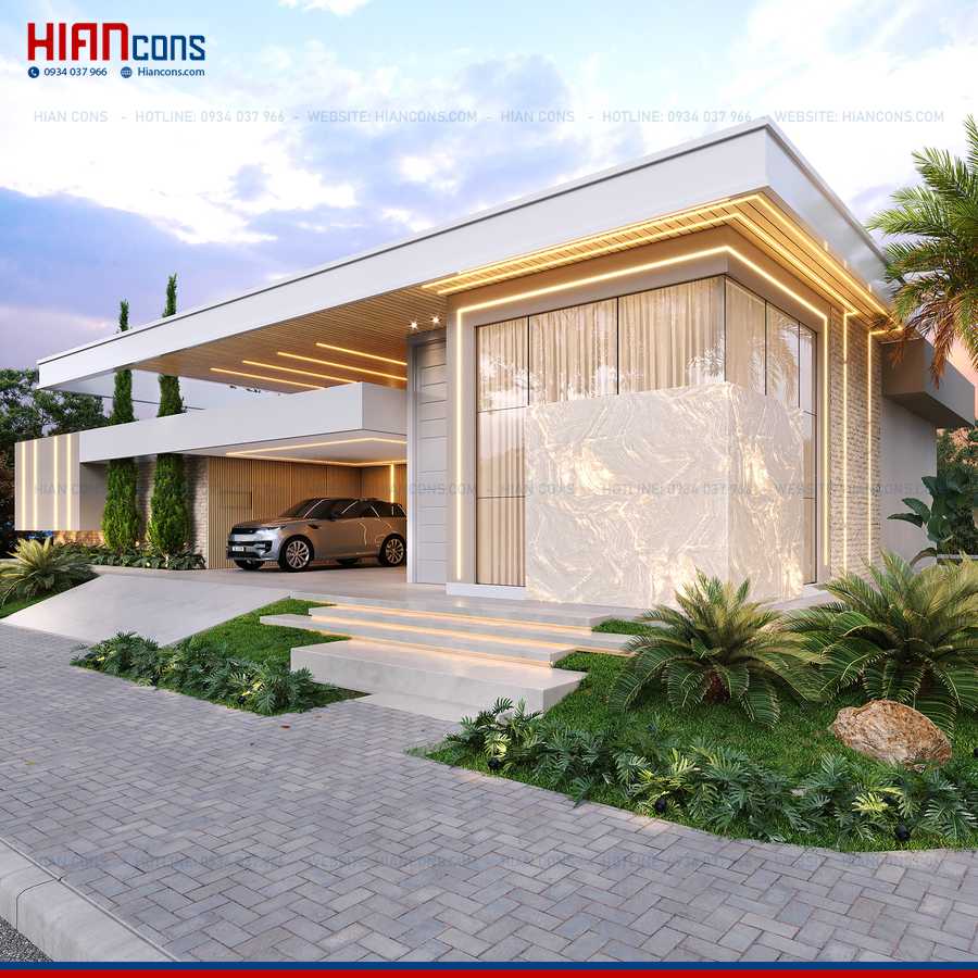 Thi Công Biệt Thự Hiện Đại Mái Kính
