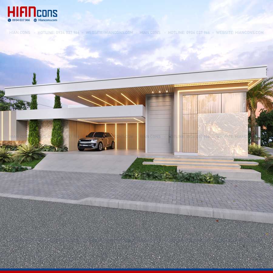 Thi Công Biệt Thự Hiện Đại Mái Kính