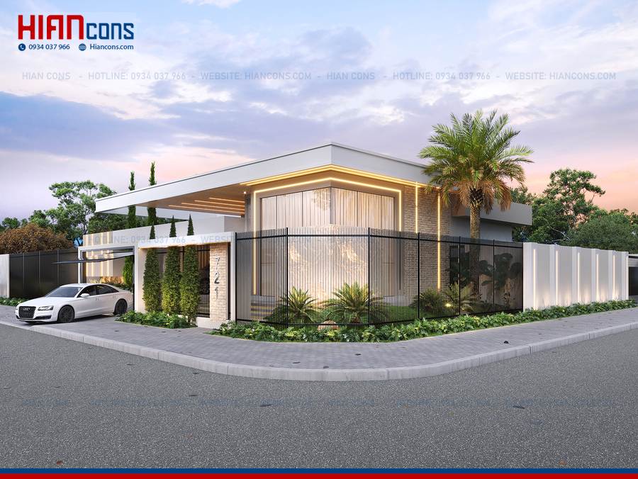 Thi Công Biệt Thự Hiện Đại Mái Kính