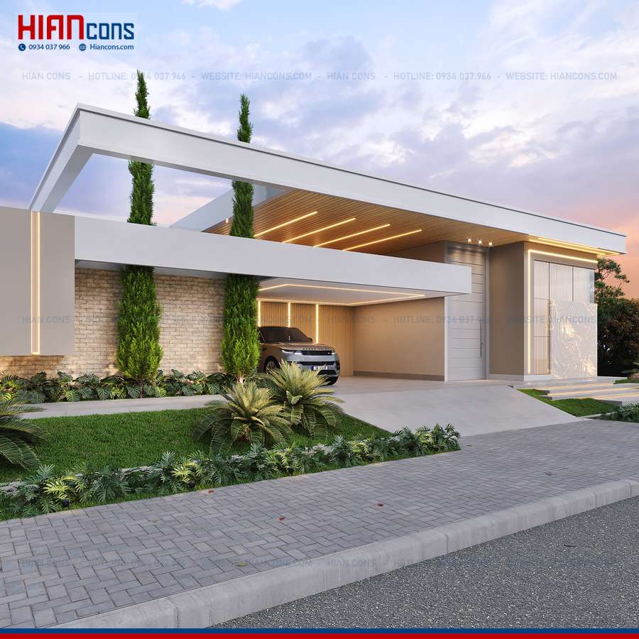 Thi Công Biệt Thự Hiện Đại Mái Kính
