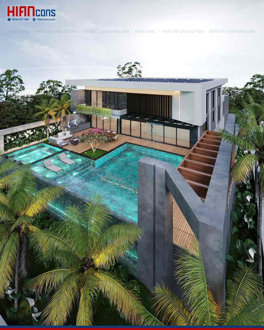 Biệt Thự Hiện Đại Mái Xanh