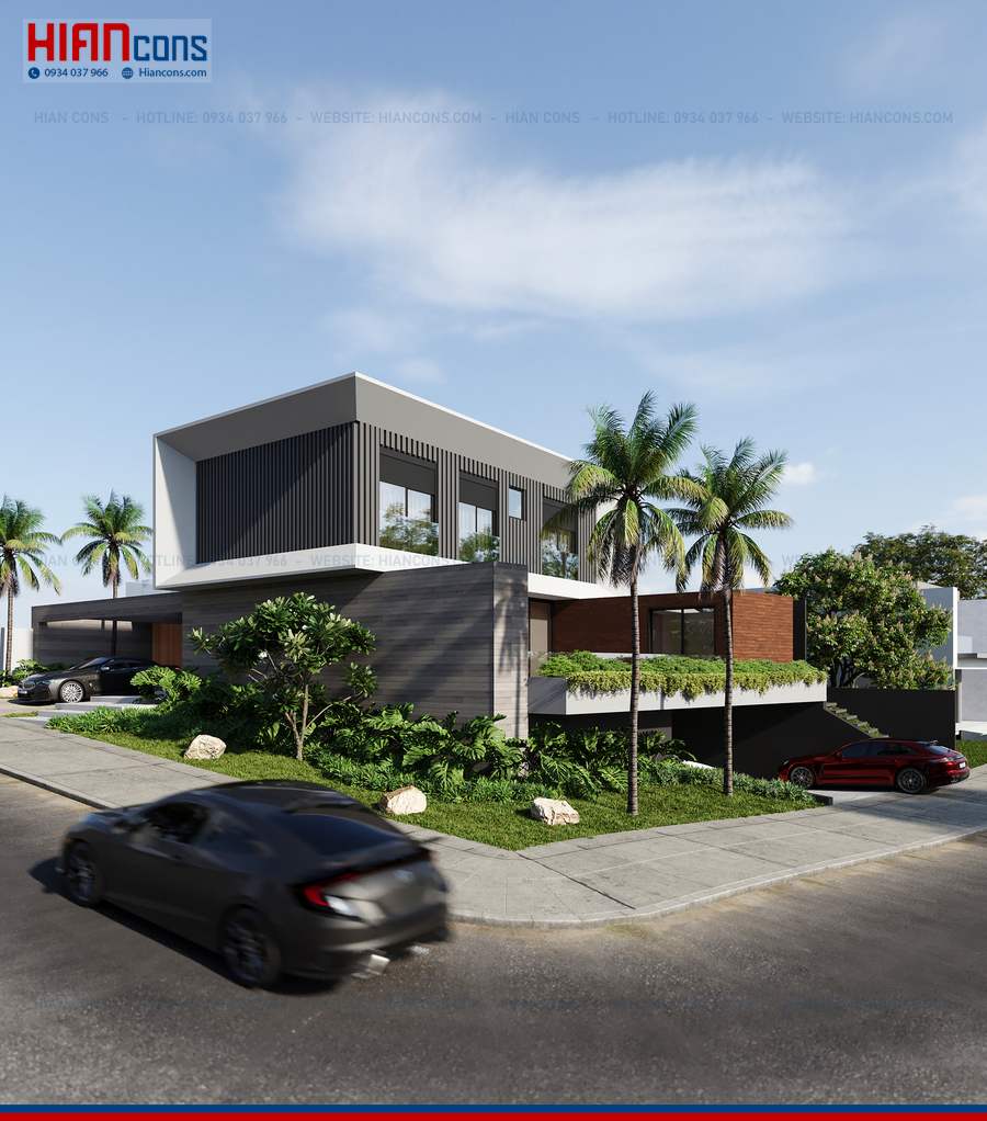 Thi Công Biệt Thự Hiện Đại Mái Xanh