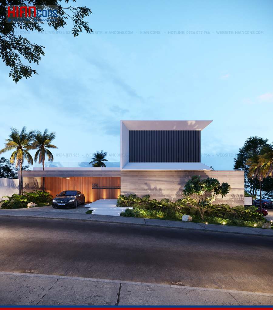 Thi Công Biệt Thự Hiện Đại Mái Xanh
