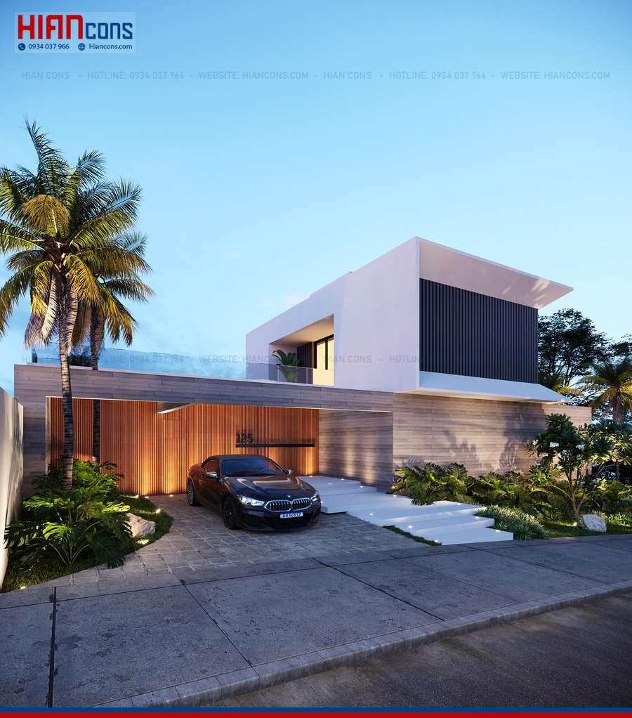 Thi Công Biệt Thự Hiện Đại Mái Xanh