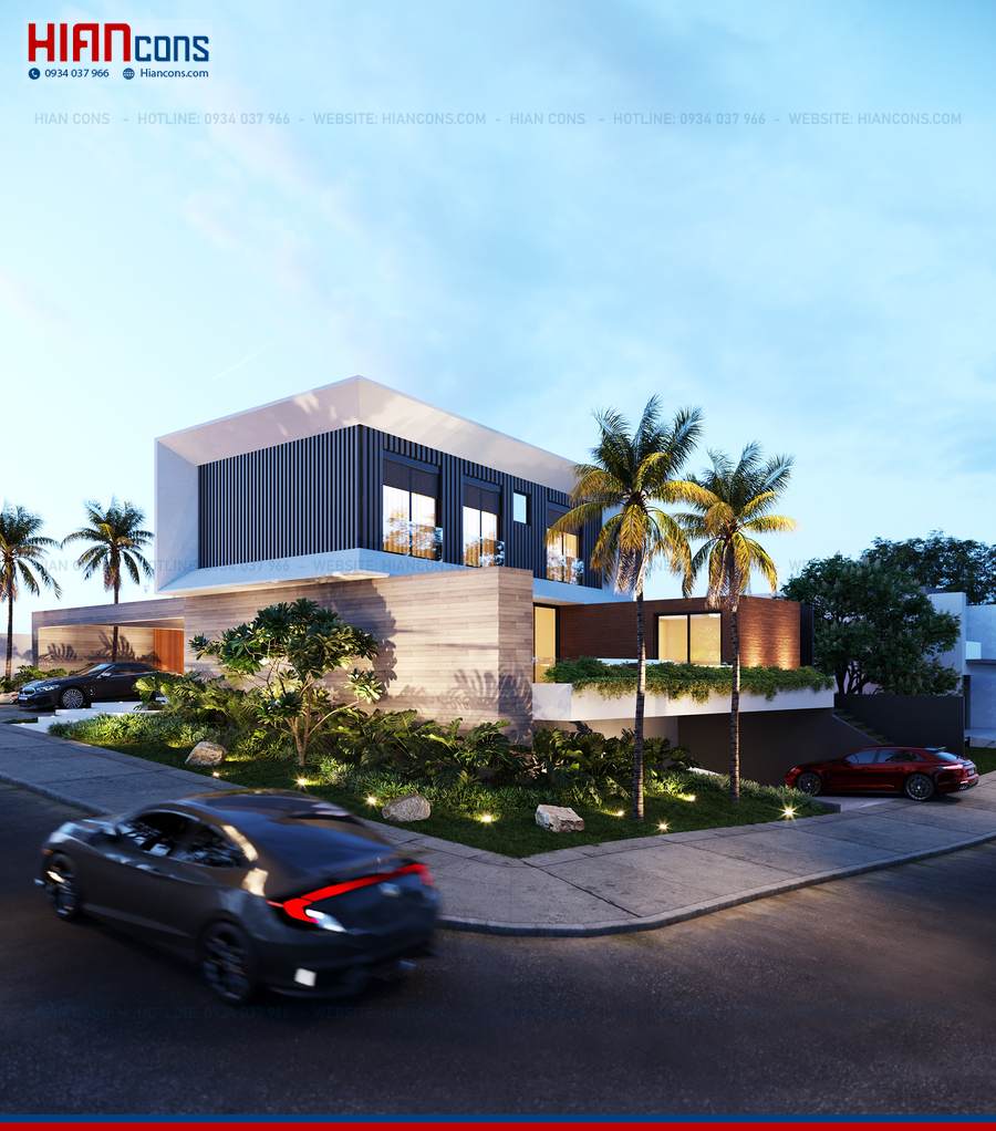 Thi Công Biệt Thự Hiện Đại Mái Xanh