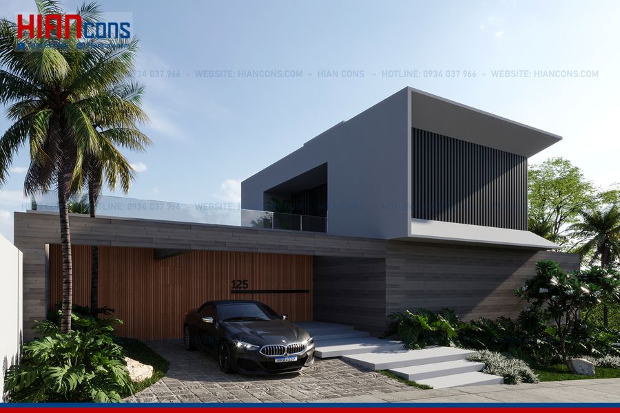 Thi Công Biệt Thự Hiện Đại Mái Xanh