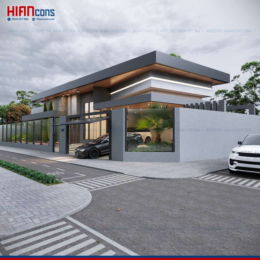 Thi Công Biệt Thự Hiện Đại Có Gara