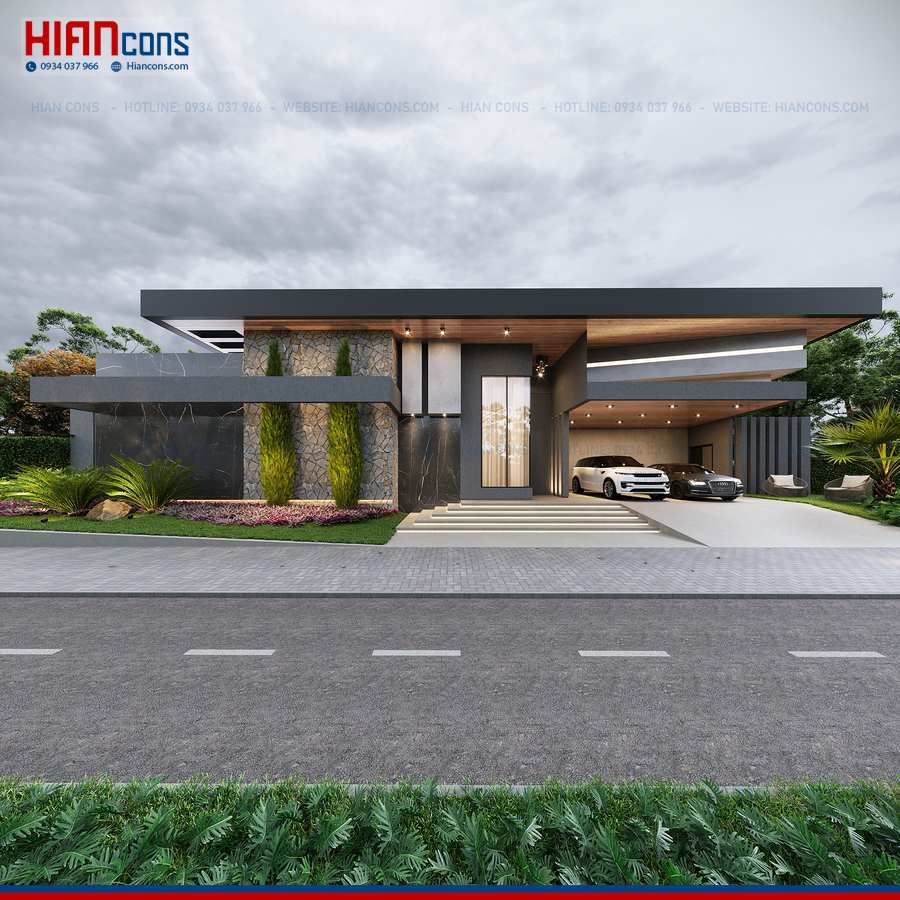Thi Công Biệt Thự Hiện Đại Có Gara