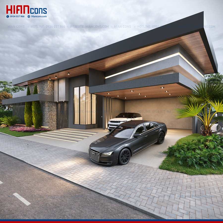 Thi Công Biệt Thự Hiện Đại Có Gara