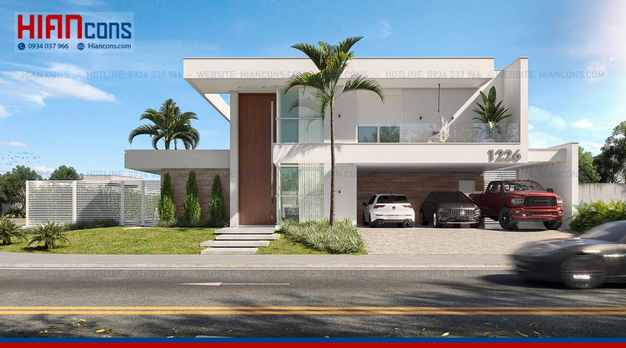 Thi Công Biệt Thự Hiện Đại Có Mặt Tiền Rộng