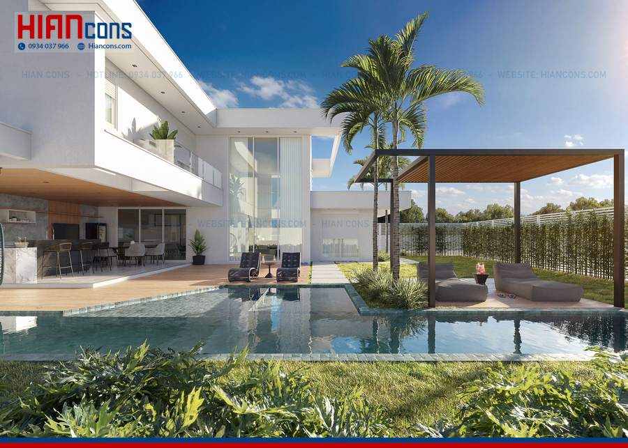 Thi Công Biệt Thự Hiện Đại Có Mặt Tiền Rộng