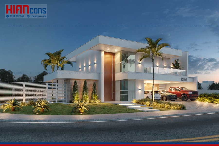 Thi Công Biệt Thự Hiện Đại Có Mặt Tiền Rộng