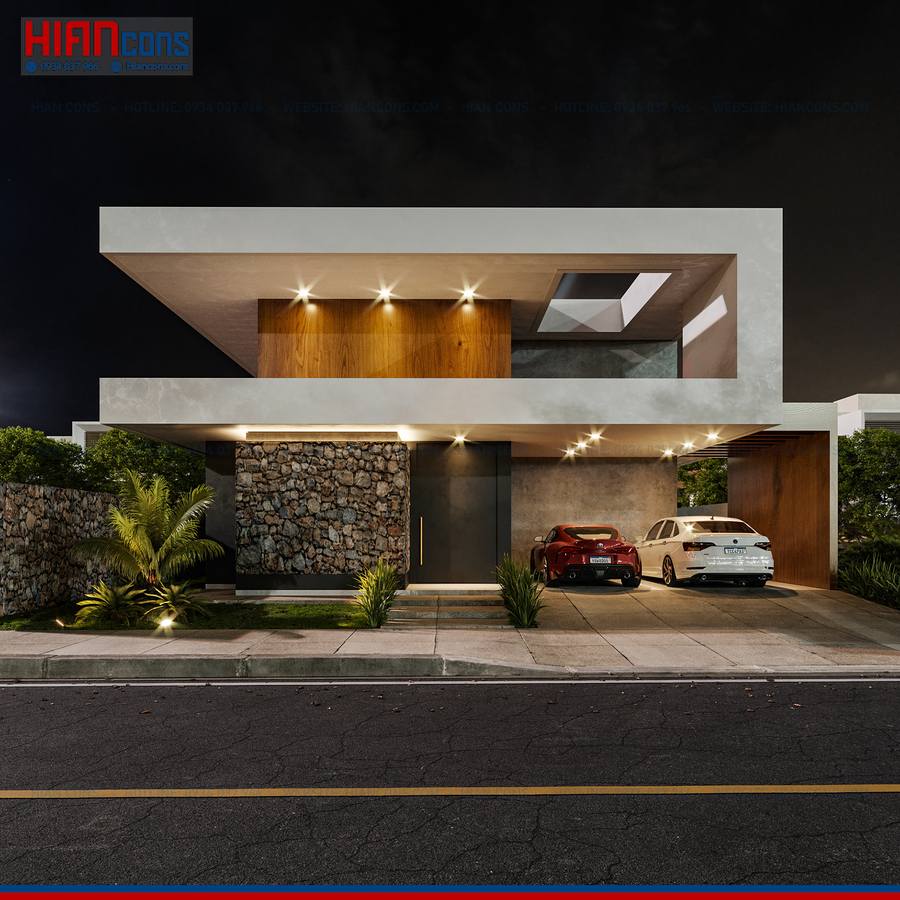 Thi Công Biệt Thự Hiện Đại Mặt Tiền 8M