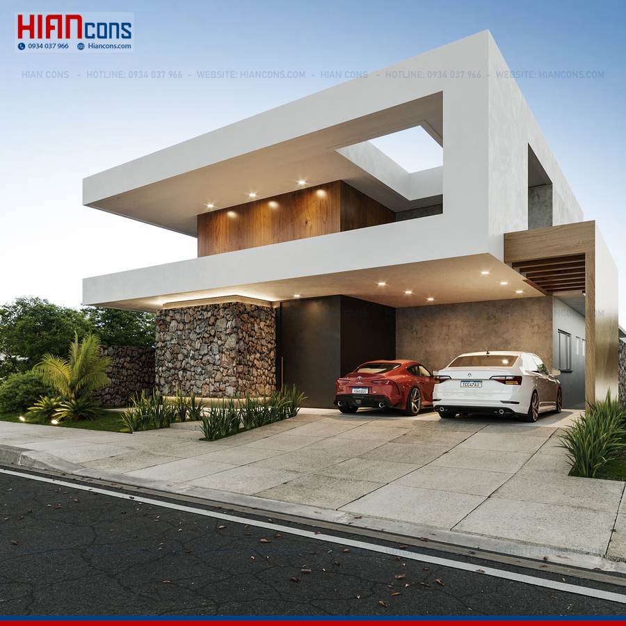 Thi Công Biệt Thự Hiện Đại Mặt Tiền 8M