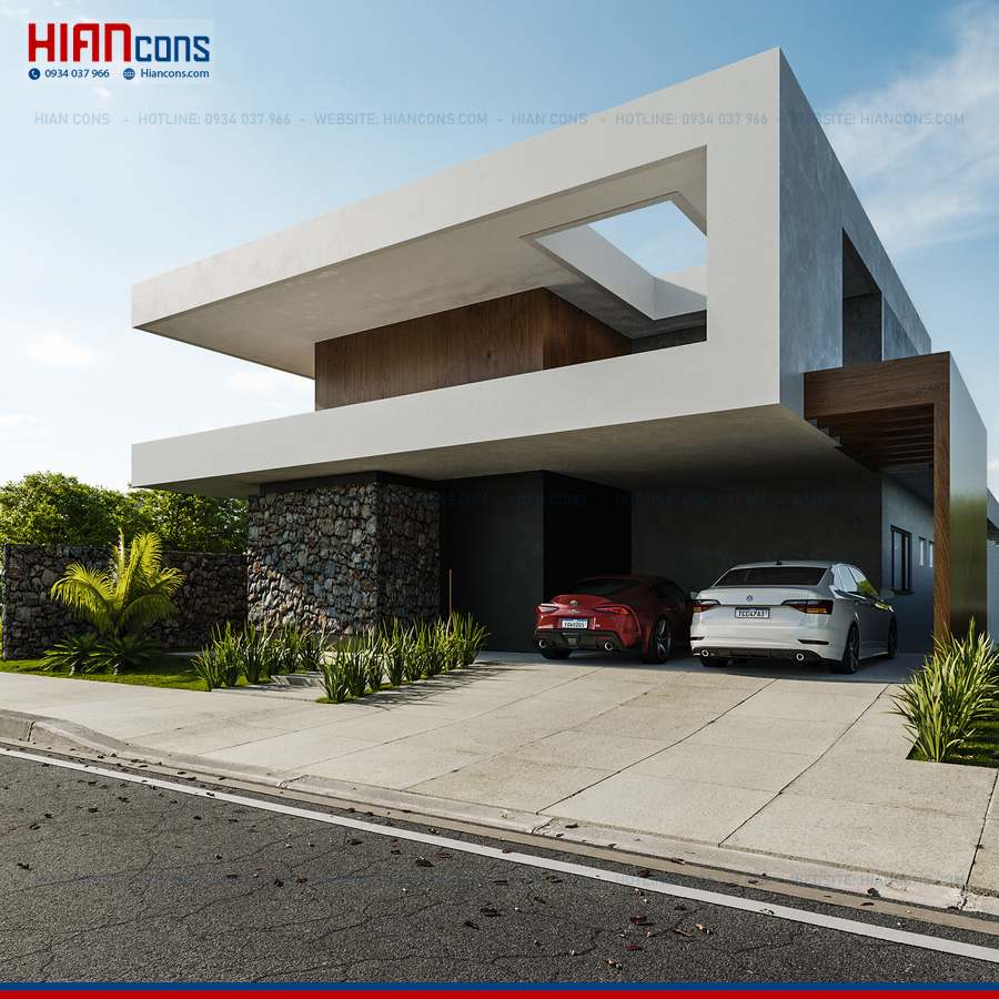 Thi Công Biệt Thự Hiện Đại Mặt Tiền 8M