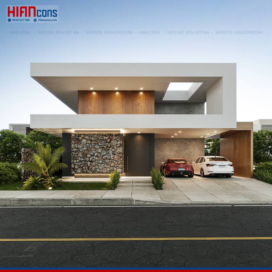 Thi Công Biệt Thự Hiện Đại Mặt Tiền 8M