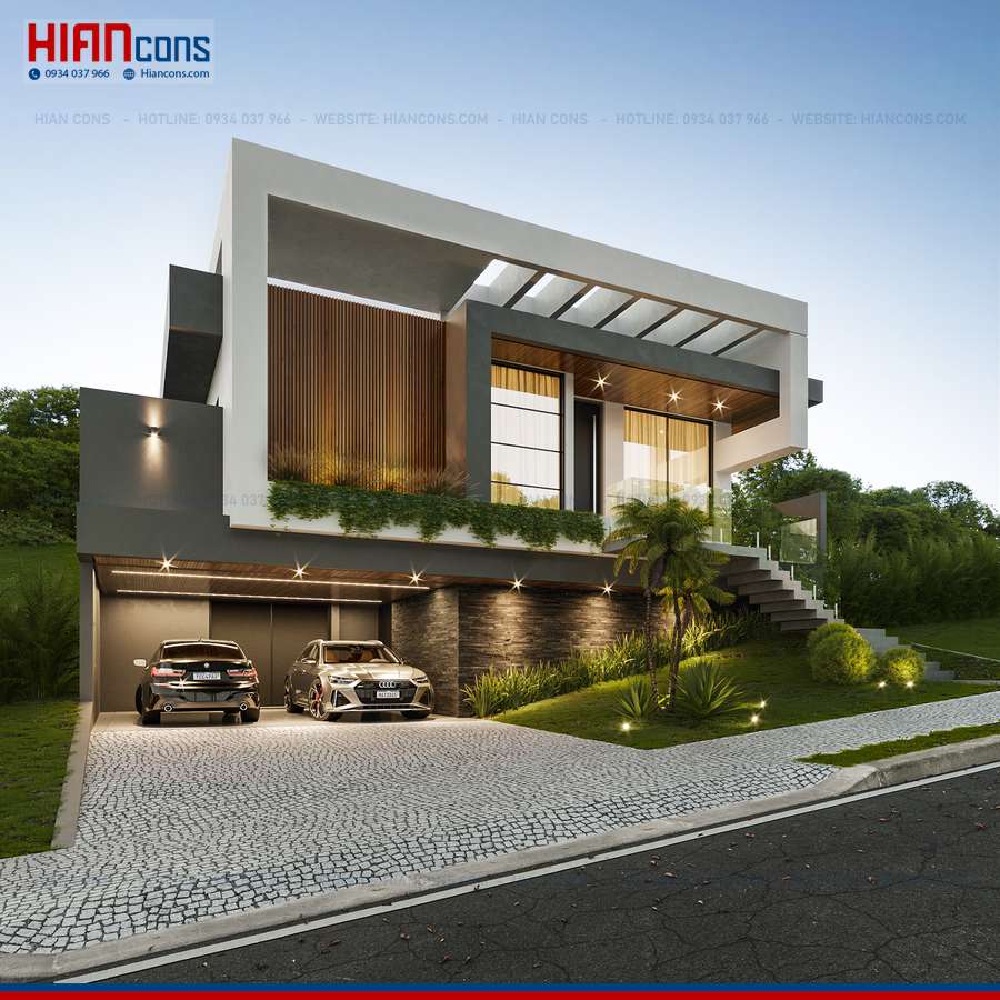 Thi Công Biệt Thự Hiện Đại Mặt Tiền 10M