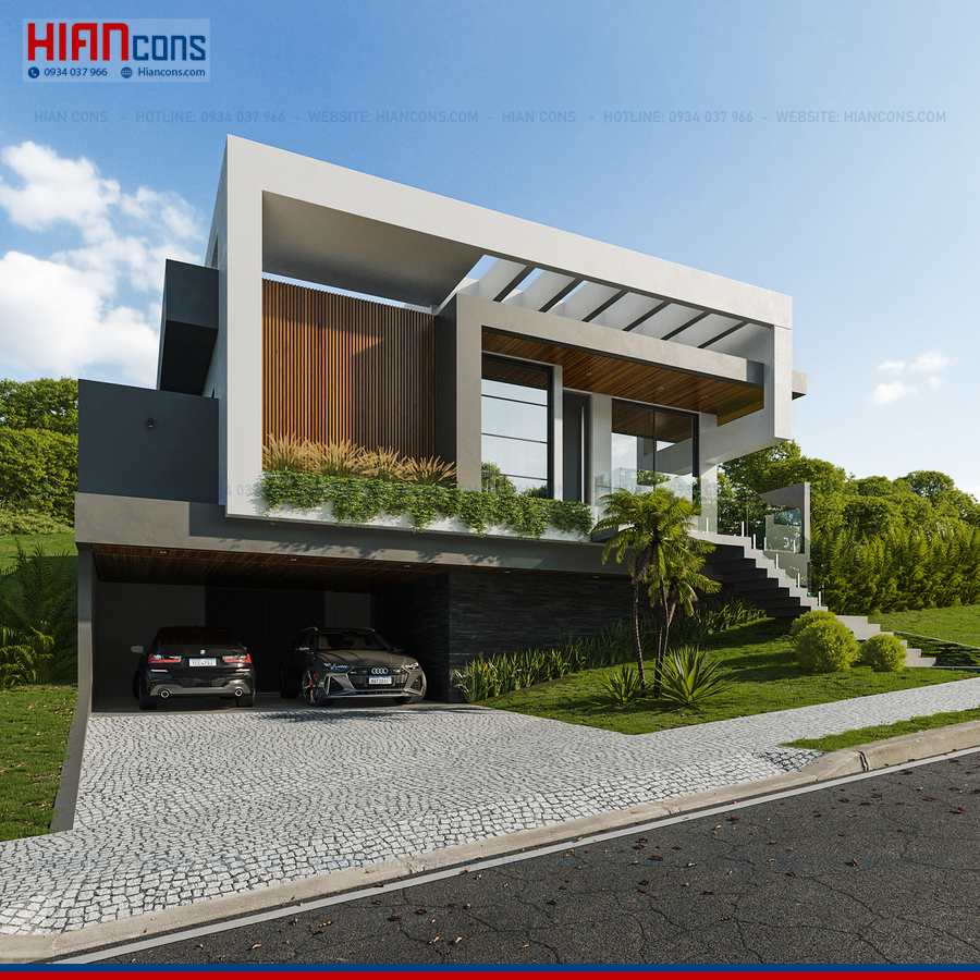 Thi Công Biệt Thự Hiện Đại Mặt Tiền 10M