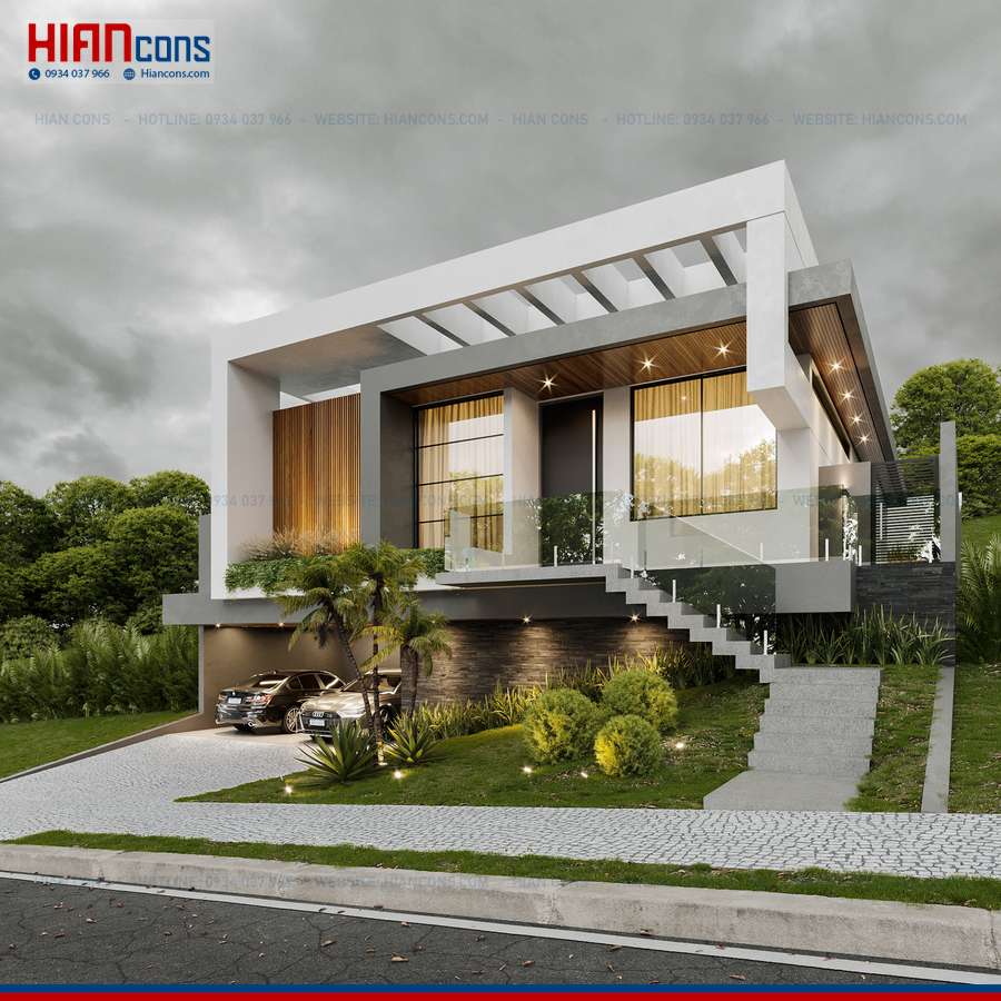 Thi Công Biệt Thự Hiện Đại Mặt Tiền 10M