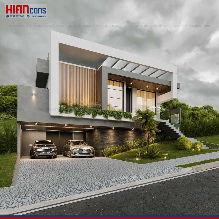 Thi Công Biệt Thự Hiện Đại Mặt Tiền 10M