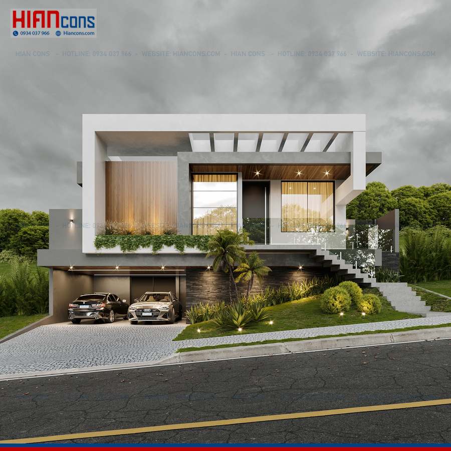 Thi Công Biệt Thự Hiện Đại Mặt Tiền 10M