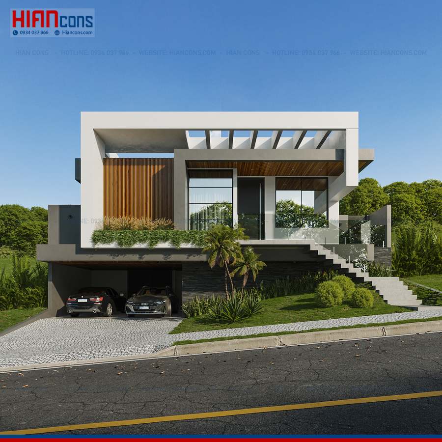 Thi Công Biệt Thự Hiện Đại Mặt Tiền 10M