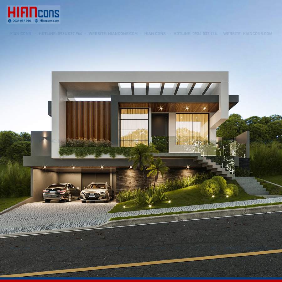 Thi Công Biệt Thự Hiện Đại Mặt Tiền 10M