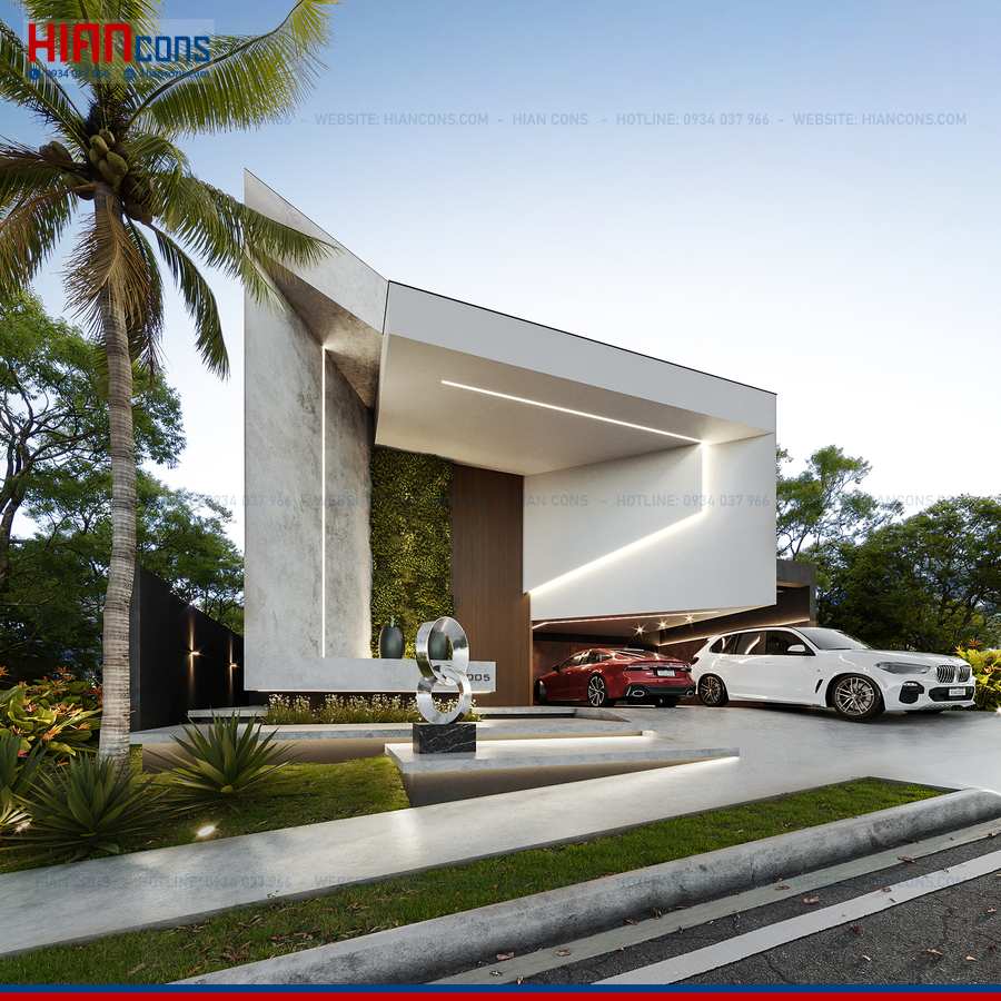 Thi Công Biệt Thự Hiện Đại Mặt Tiền 12M