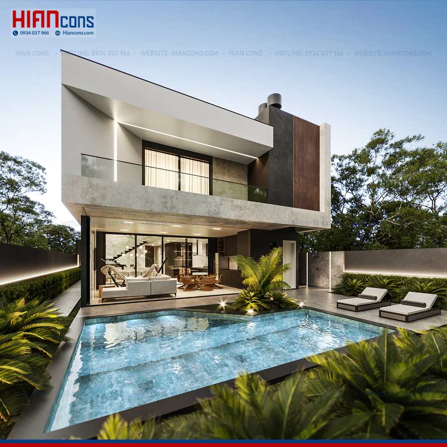 Thi Công Biệt Thự Hiện Đại Mặt Tiền 12M