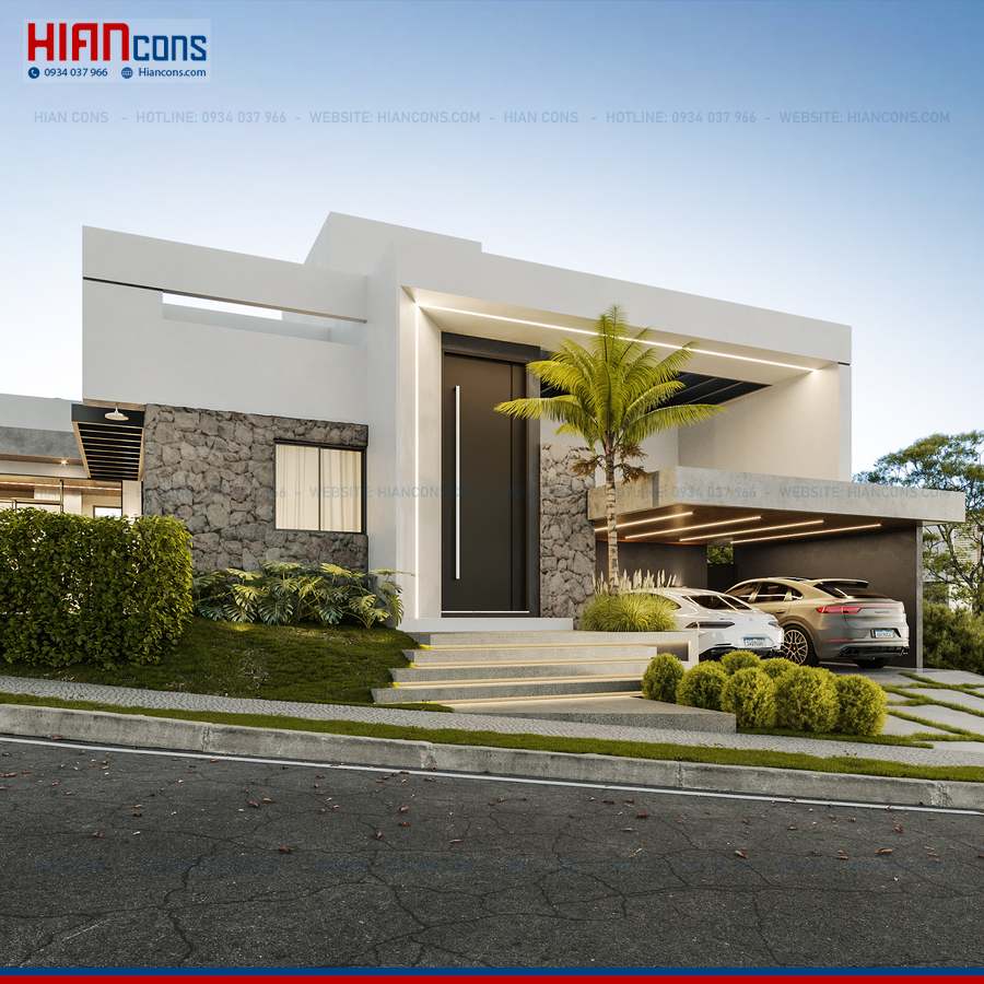 Thiết Kế Biệt Thự Hiện Đại Mặt Tiền 20M