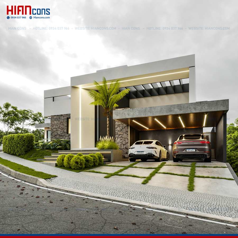 Thiết Kế Biệt Thự Hiện Đại Mặt Tiền 20M