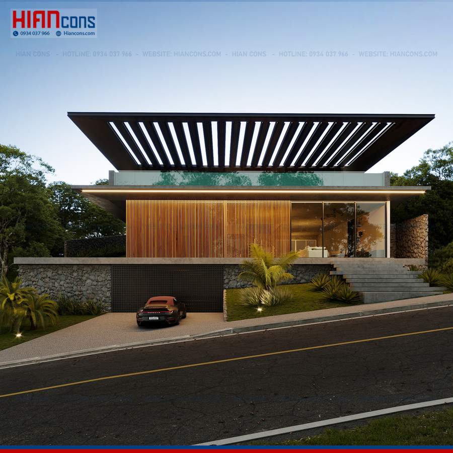 Thi Công Biệt Thự Hiện Đại Mặt Tiền 20M