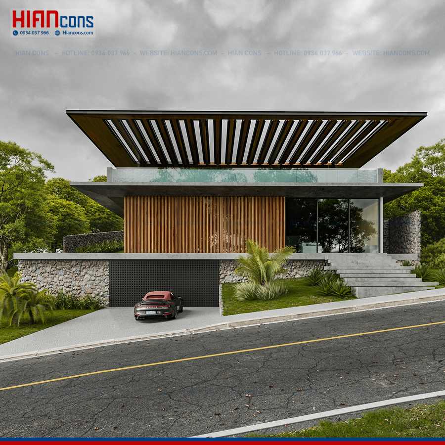 Thi Công Biệt Thự Hiện Đại Mặt Tiền 20M