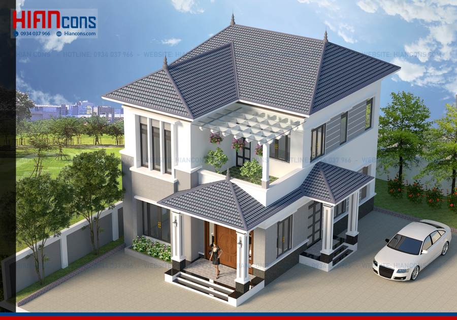 Thi Công Biệt Thự Mái Thái 2 Tầng