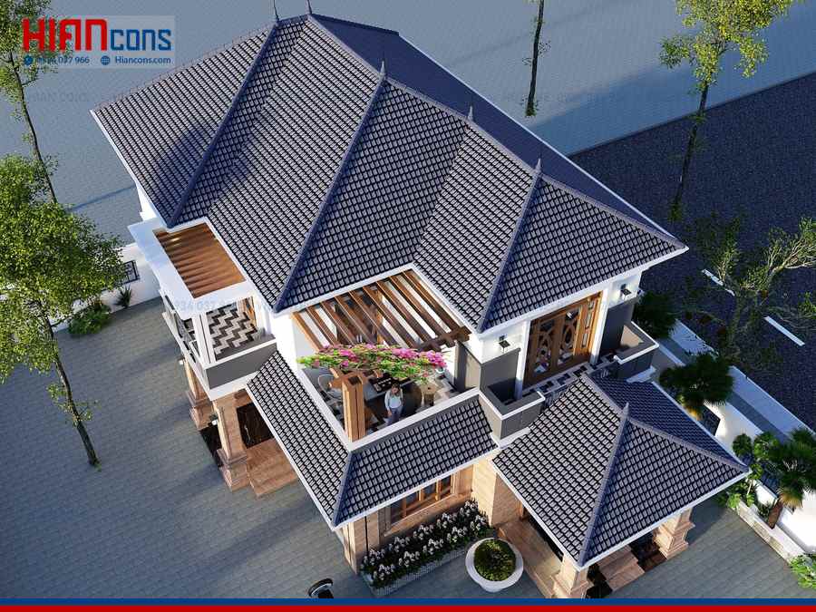 Biệt Thự Mái Thái Có Gara